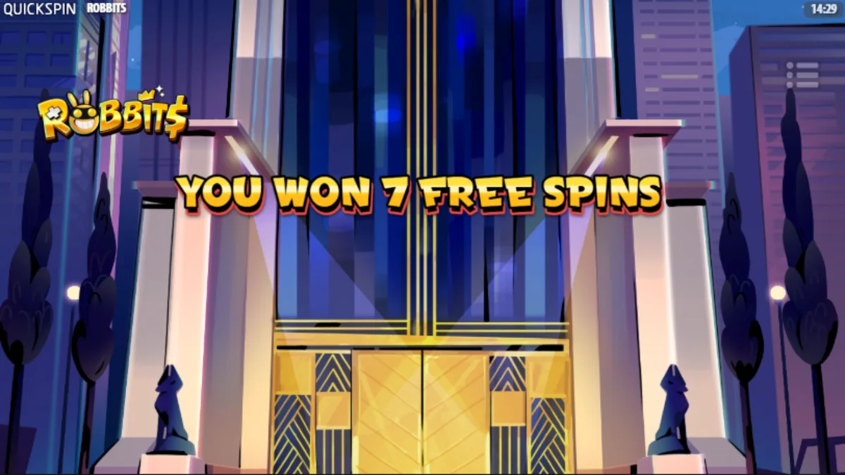 Tampilan visual slot Robbits dengan tema perampokan kelinci di kasino